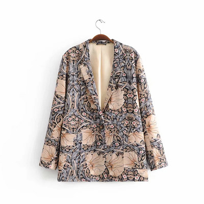 Модерно дамско сако с флорален десен