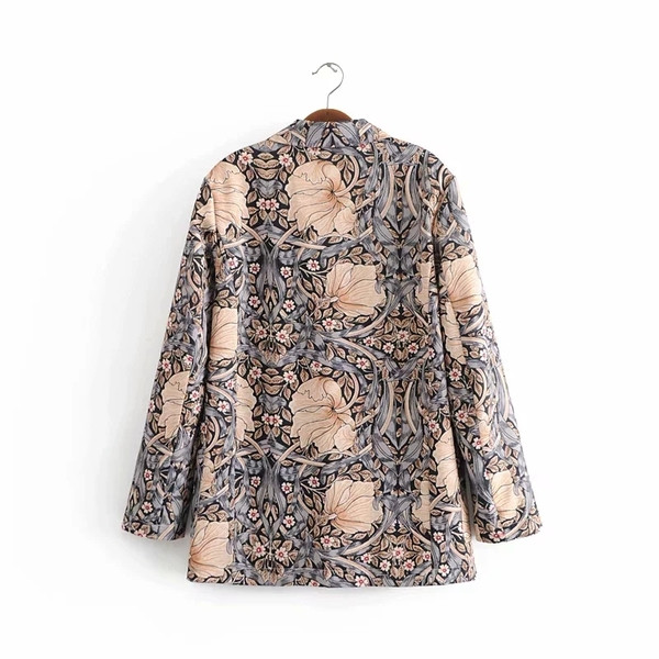 Modern női kabát virágmintával
