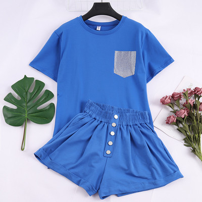 Kétrészes póló + rövidnadrág alkalmi női szett több színben