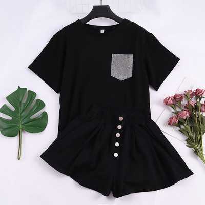 Kétrészes póló + rövidnadrág alkalmi női szett több színben