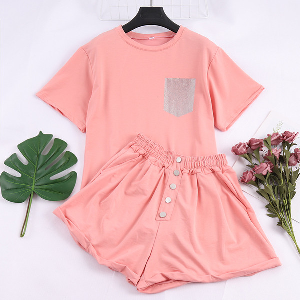 Kétrészes póló + rövidnadrág alkalmi női szett több színben