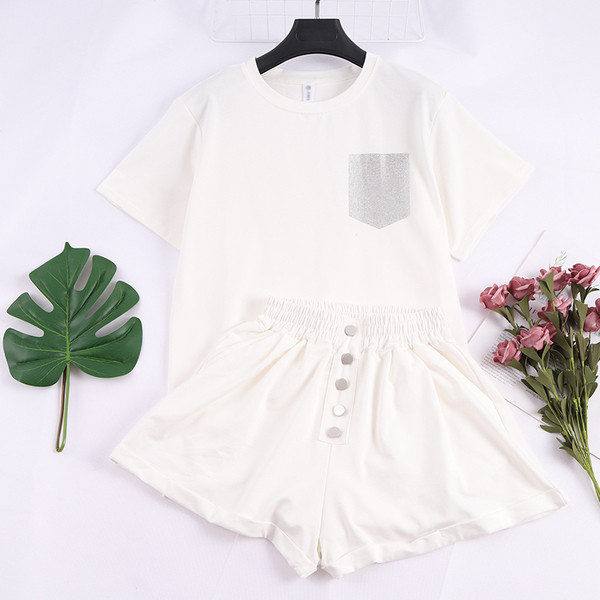 Kétrészes póló + rövidnadrág alkalmi női szett több színben