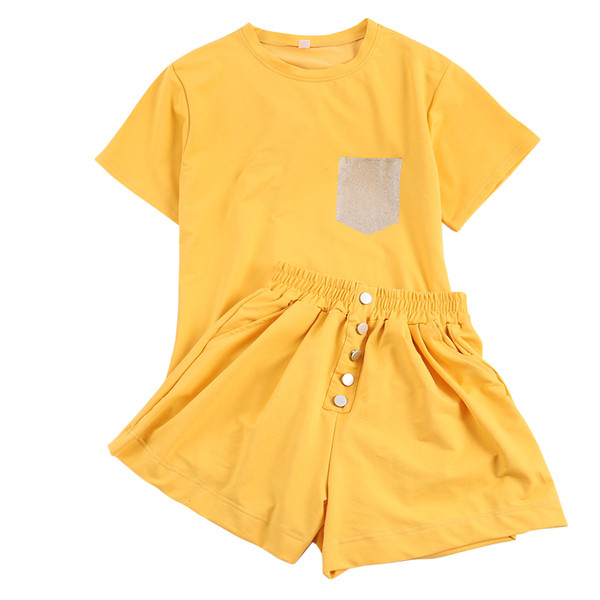 Kétrészes póló + rövidnadrág alkalmi női szett több színben