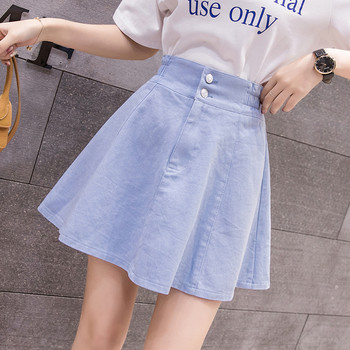 Дамска ежедневна пола с висока талия разкроен модел в няколко цвята 