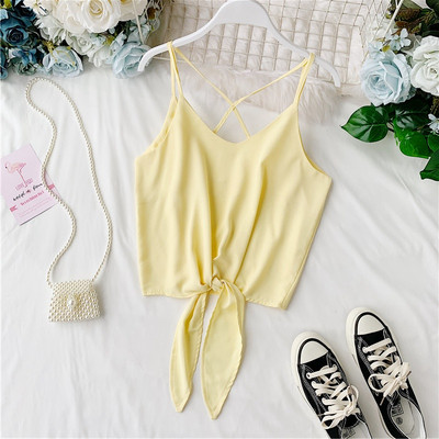 Maieu modern de dama cu bretele subtiri si cravata in mai multe culori