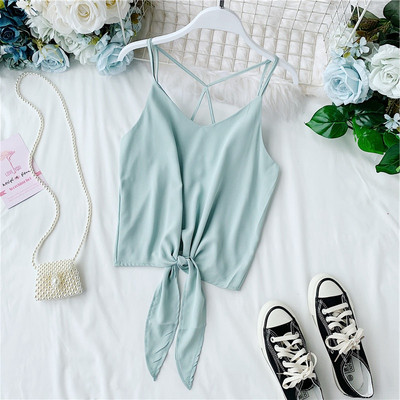 Maieu modern de dama cu bretele subtiri si cravata in mai multe culori