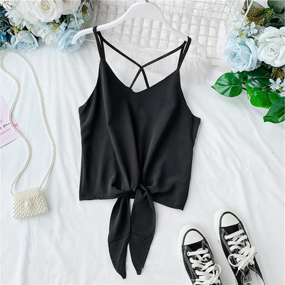 Maieu modern de dama cu bretele subtiri si cravata in mai multe culori