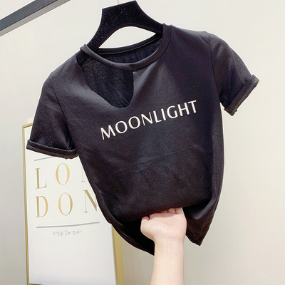 Alkalmi női póló fekete-fehér felirattal