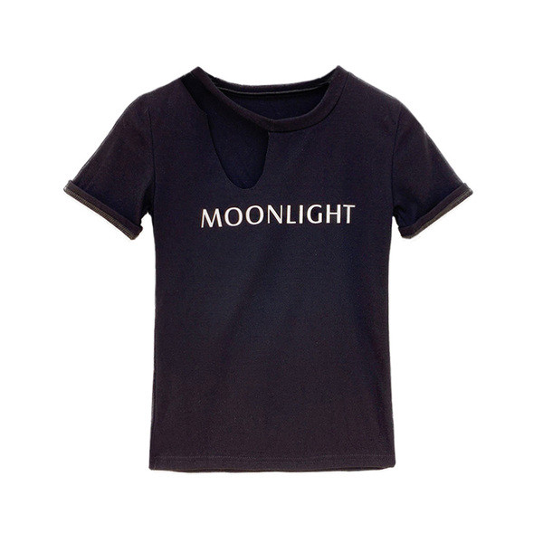 Alkalmi női póló fekete-fehér felirattal