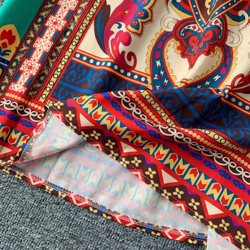 Rochie lunga de dama casual cu maneci scurte si imprimeu color