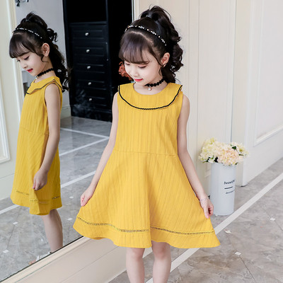 Модерна детска рокля разкроен модел в три цвята