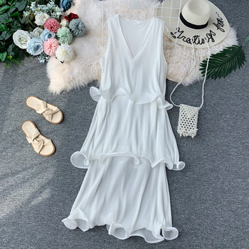 Rochie moderna de dama cu decolteu in V in diferite culori