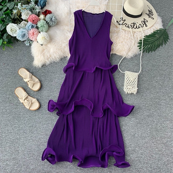 Rochie moderna de dama cu decolteu in V in diferite culori