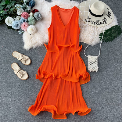 Rochie moderna de dama cu decolteu in V in diferite culori