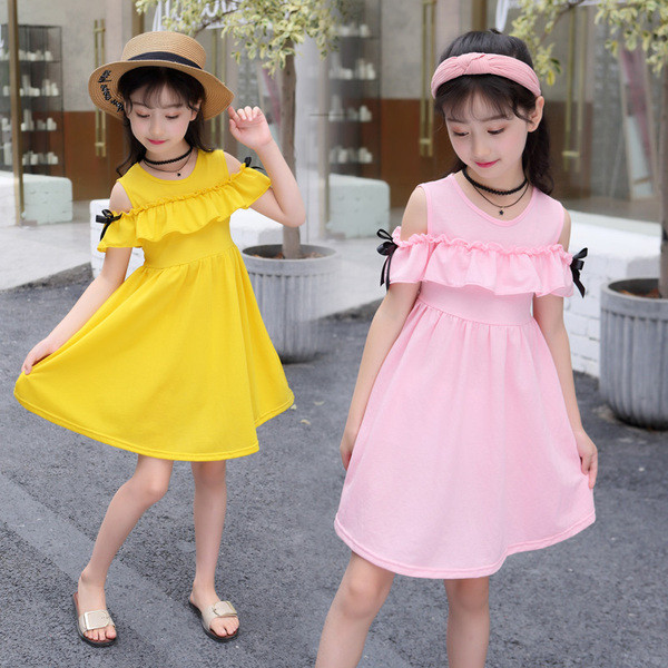 Rochie eleganta pentru copii cu panglici in trei culori