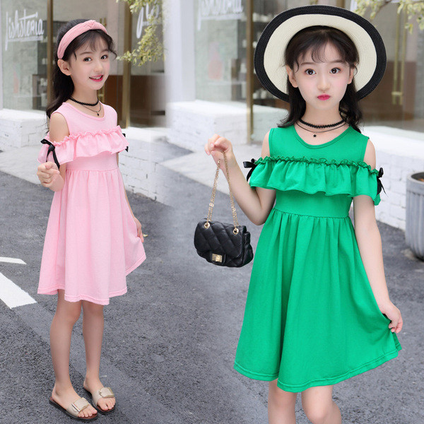 Rochie eleganta pentru copii cu panglici in trei culori