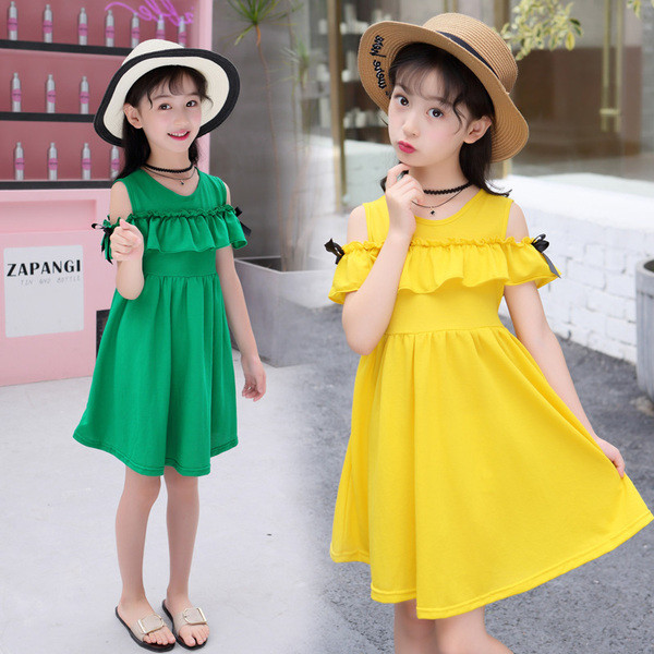 Rochie eleganta pentru copii cu panglici in trei culori