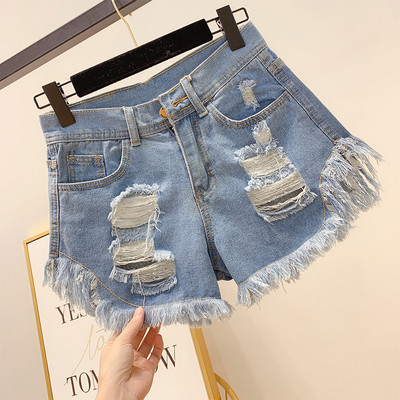 Pantaloni scurți casual dama cu motive rupte in mai multe culori