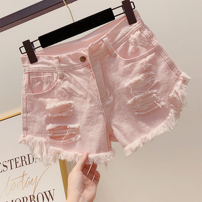 Pantaloni scurți casual dama cu motive rupte in mai multe culori