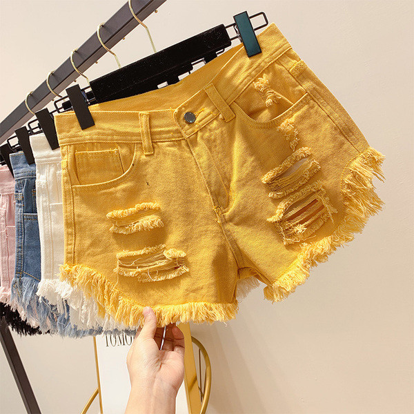 Pantaloni scurți casual dama cu motive rupte in mai multe culori