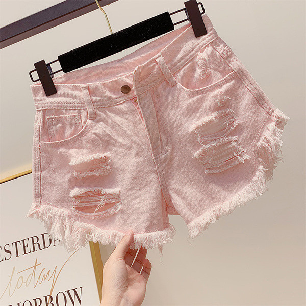 Pantaloni scurți casual dama cu motive rupte in mai multe culori