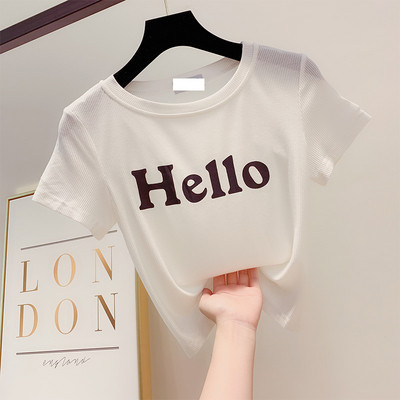 Модерна  дамска тениска с надпис в черен и бял цвят  