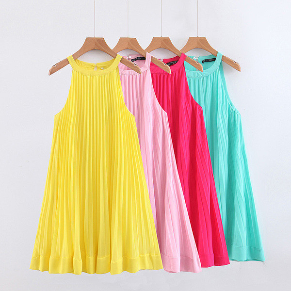 Rochie de damă modernă plisată în patru culori