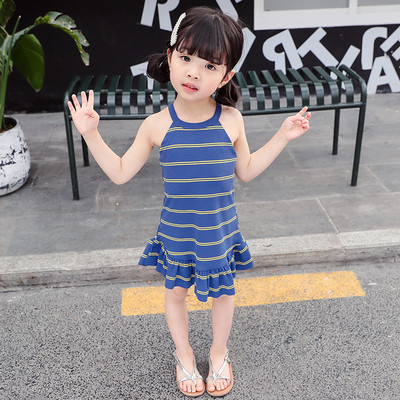 Детска ежедневна рокля разкроен модел в три цвята