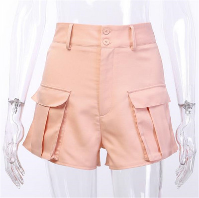 Modern női rövidnadrág magas derékkal és zsebbel