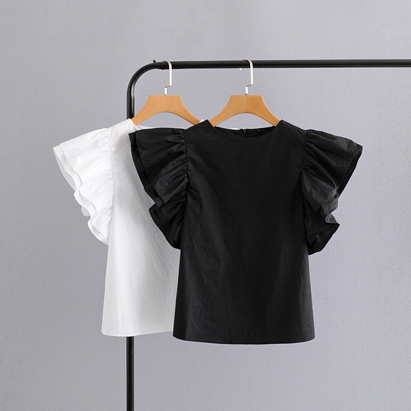 Stílusos női blúz hátul cipzárral, fehér és fekete színben