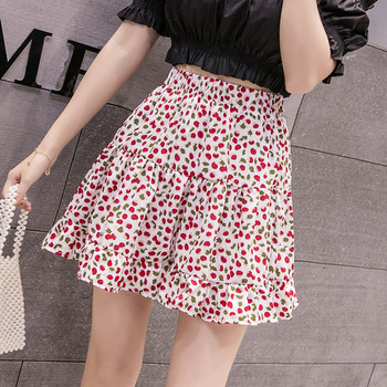 Fusta de vara dama casual cu talie elastica si model floral