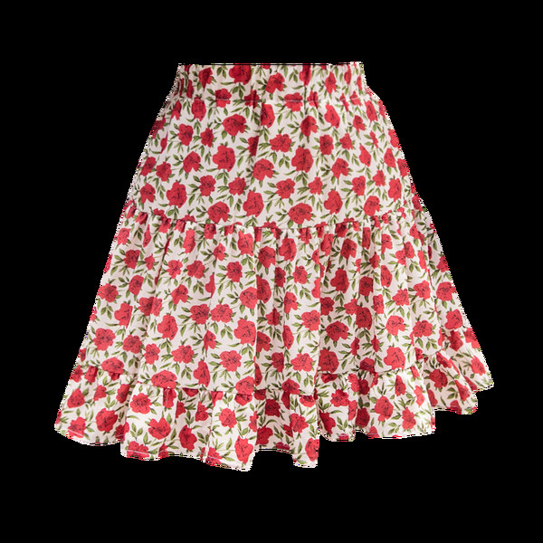 Fusta de vara dama casual cu talie elastica si model floral