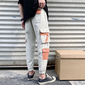 Pantaloni sport barbati cu buzunare in negru si gri