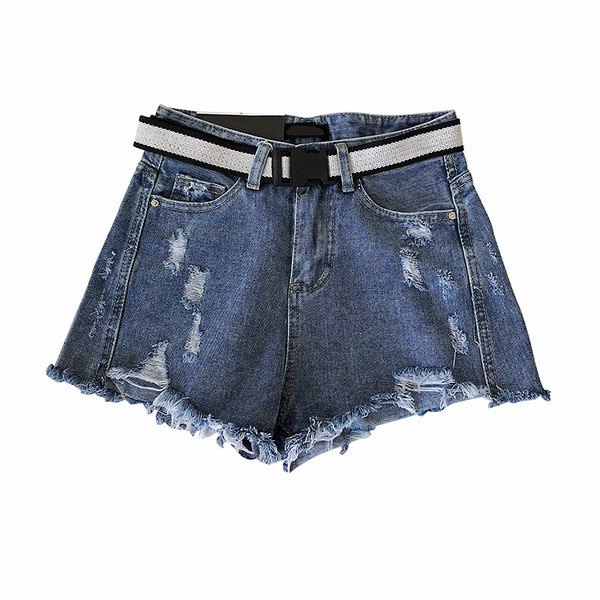 Női farmer rövidnadrág szakadt motívumokkal, kék színben