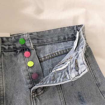 Női farmerszoknya színes gombokkal