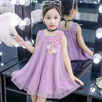 Детска стилна рокля в два цвята с 3D елементи