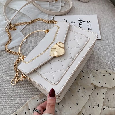 Stílusos női táska hosszú és rövid fém fogantyúval