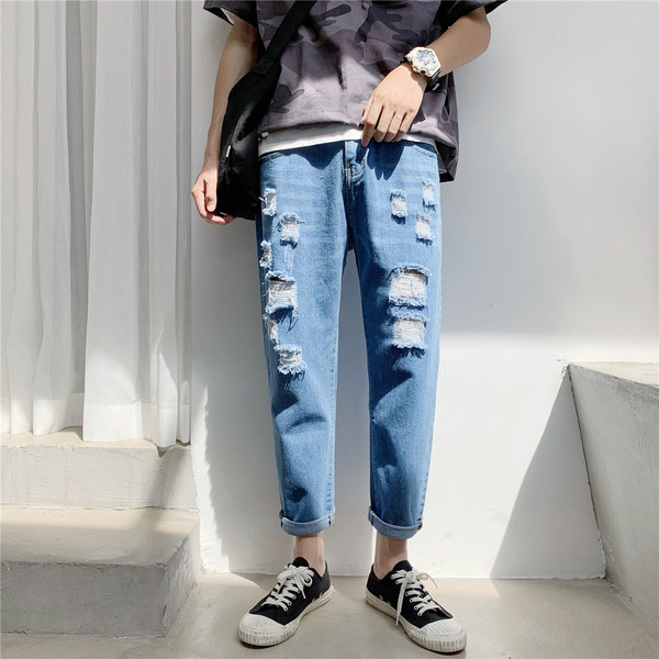 Lezser férfi farmer két színben szakadt motívumokkal