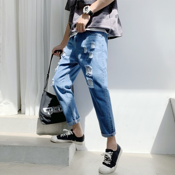 Lezser férfi farmer két színben szakadt motívumokkal