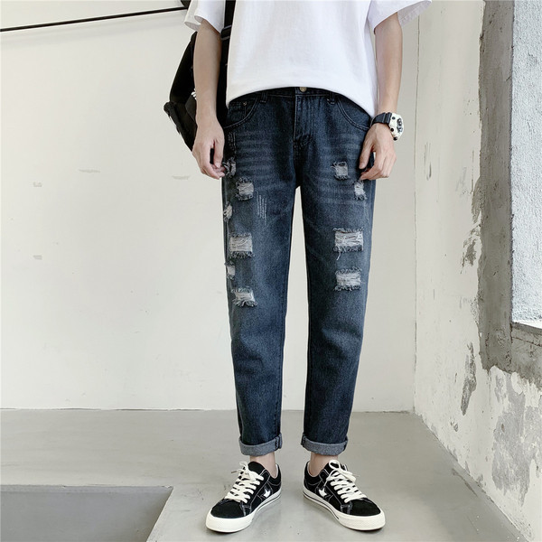 Lezser férfi farmer két színben szakadt motívumokkal