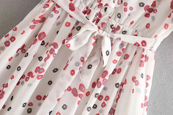 Rochie de dama cu bretele si maneci scurte cu model floral