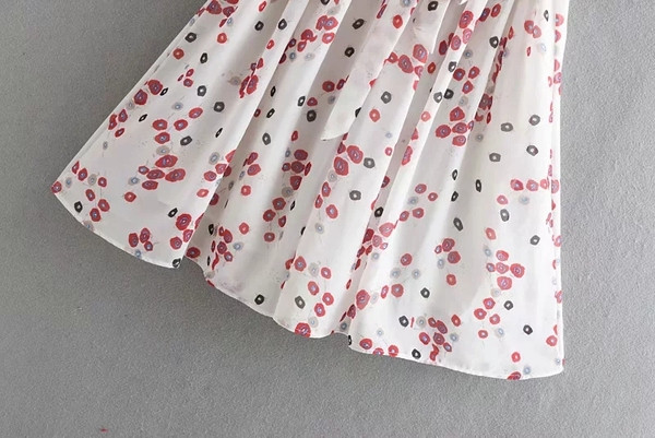 Rochie de dama cu bretele si maneci scurte cu model floral