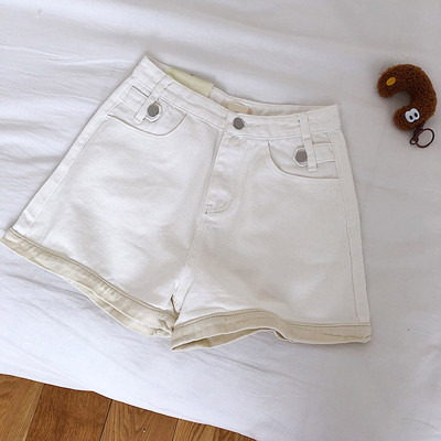 Pantaloni scurti de dama cu talie inalta in doua culori