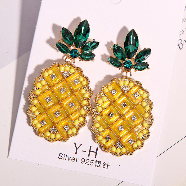 Modern női fülbevaló sárga kövekkel