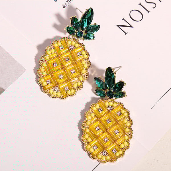 Modern női fülbevaló sárga kövekkel