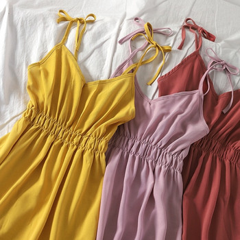 Női nyári ruha V-nyakú, gumírozott derékkal, több színben