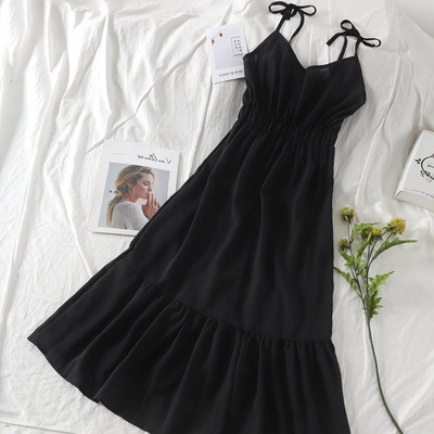 Női nyári ruha V-nyakú, gumírozott derékkal, több színben