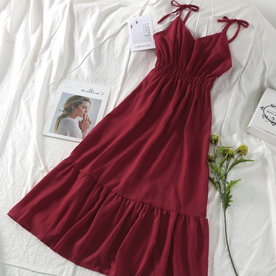 Női nyári ruha V-nyakú, gumírozott derékkal, több színben