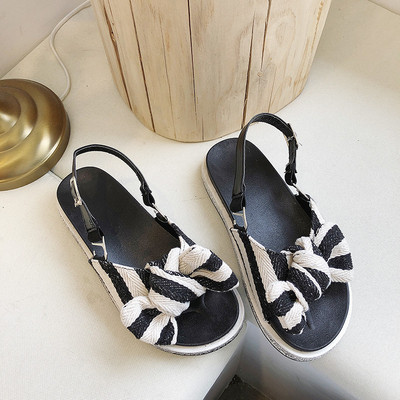 Καθημερινά  γυναικεία σανδάλια με κορδέλα σε δύο χρώματα