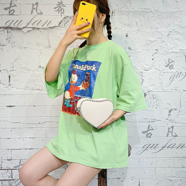 Geanta de dama moderna cu forma de inima si pietre in mai multe culori